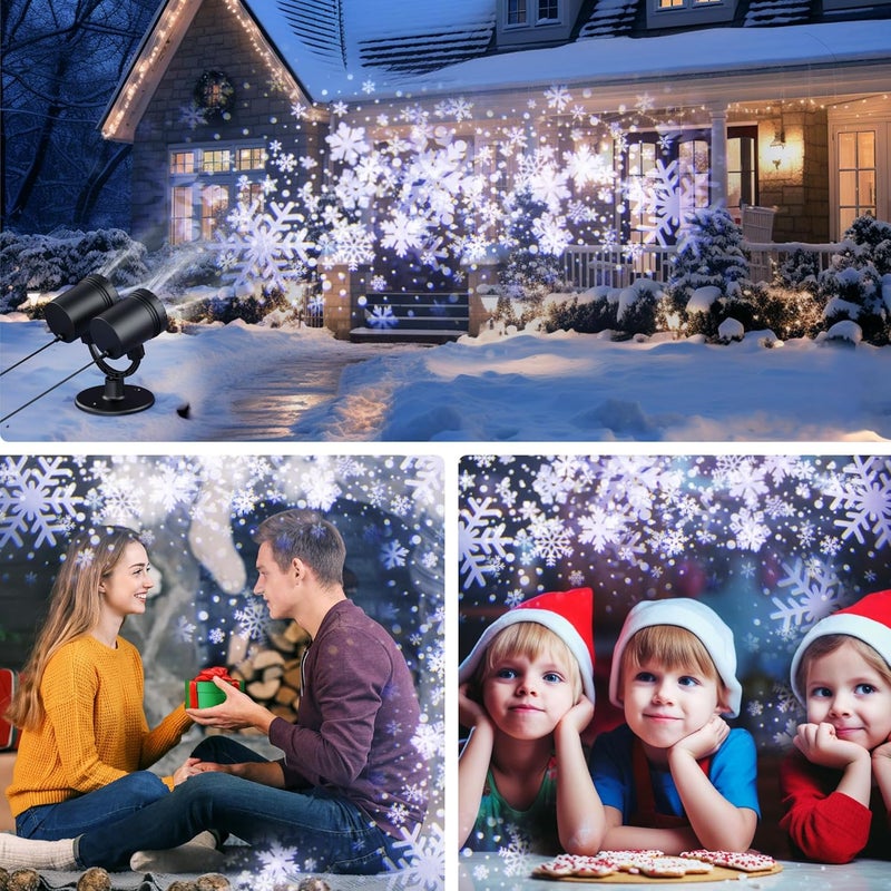 MuliVid 2025 Christmas Projector Lights Outdoor, Double Head Snowfall LED Lights Waterproof, Outdoor Christmas Snowflake Projector Light for Xmas Holiday Party, Patio, Garden Decoration - Image 5